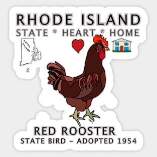 Rhode Island - Red Rooster - State, Heart, Home - state symbols Sticker